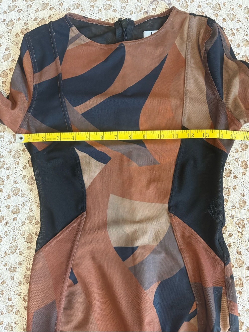 House of CB Cassidy Brown Abstract Bodycon Midi Dress Size Medium - Picture 10 of 12